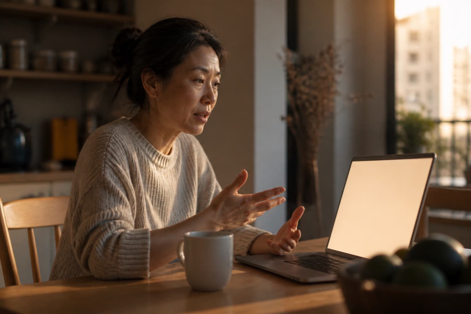 Illustrative remote conversation about preparing care before travel
